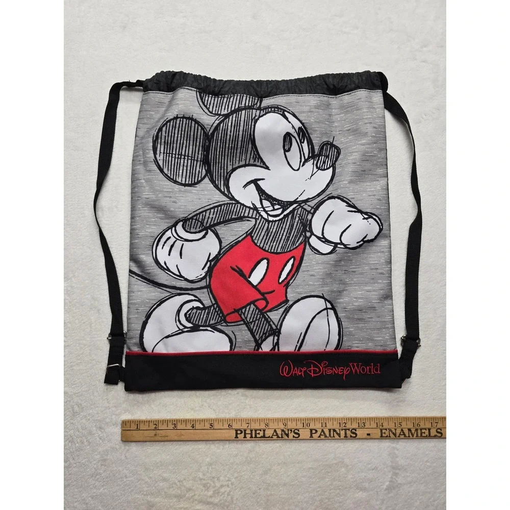 Disney Mickey Mouse Walt Disney World Drawstring Cinch Backpack Gray OS